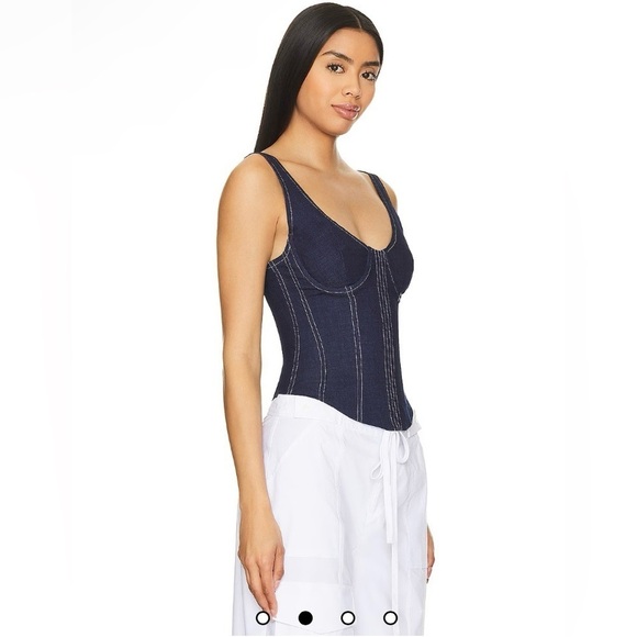 New! Superdown Aida Denim Bustier in Dark Wash 💙 Small NWT! - Picture 4 of 12